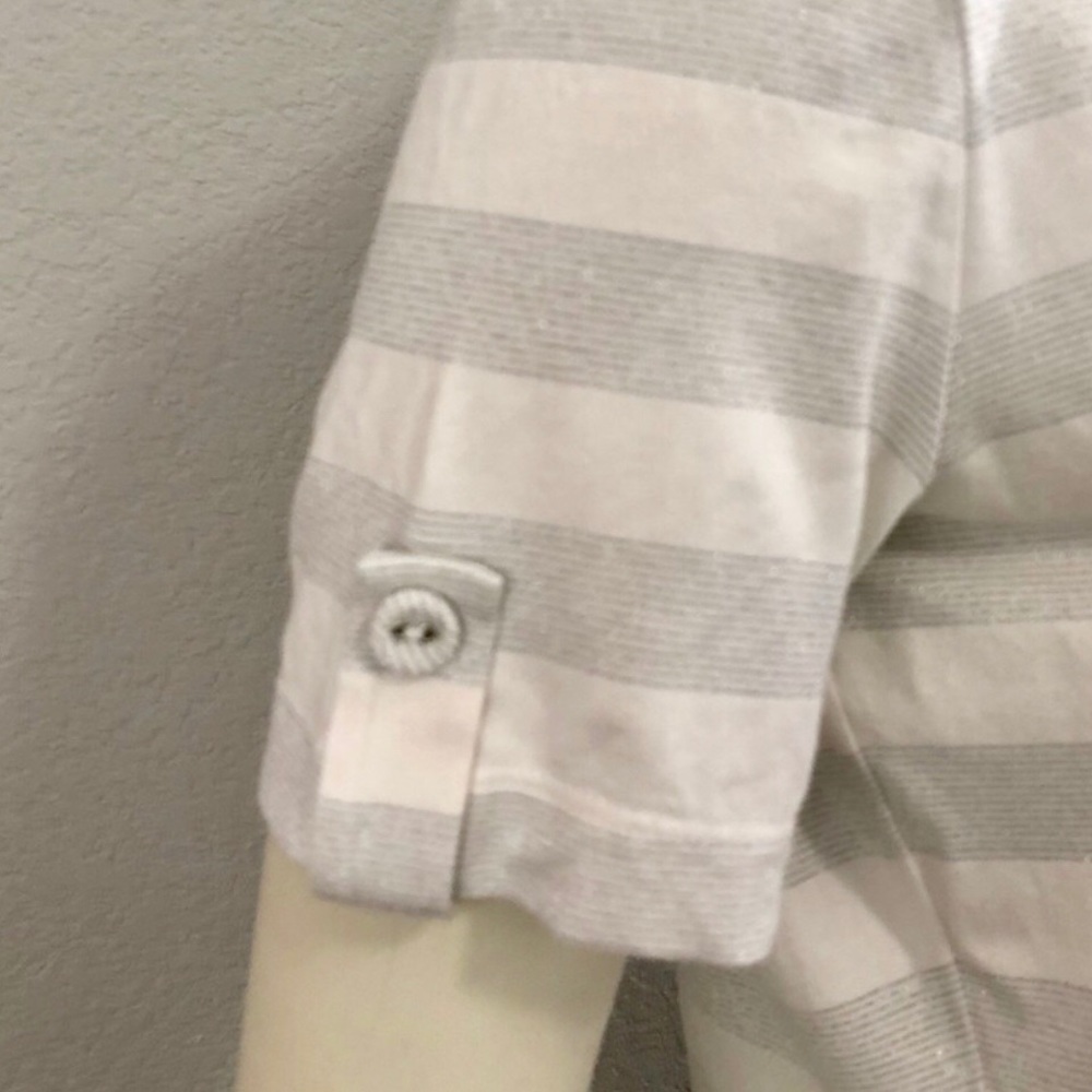 St. John white & silver pinstripe tee shirt - Picture 7 of 7